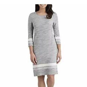 Hilary Radley Womens Size Medium 3/4 Sleeve Lightweight Gray Knit Shift Dress